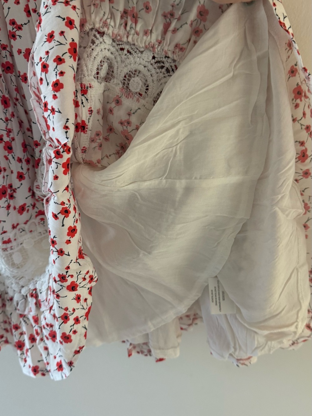 Angel Biba White Floral Lace Mini Dress S Romantic Cottagecore Boho Dress - Picture 9 of 14